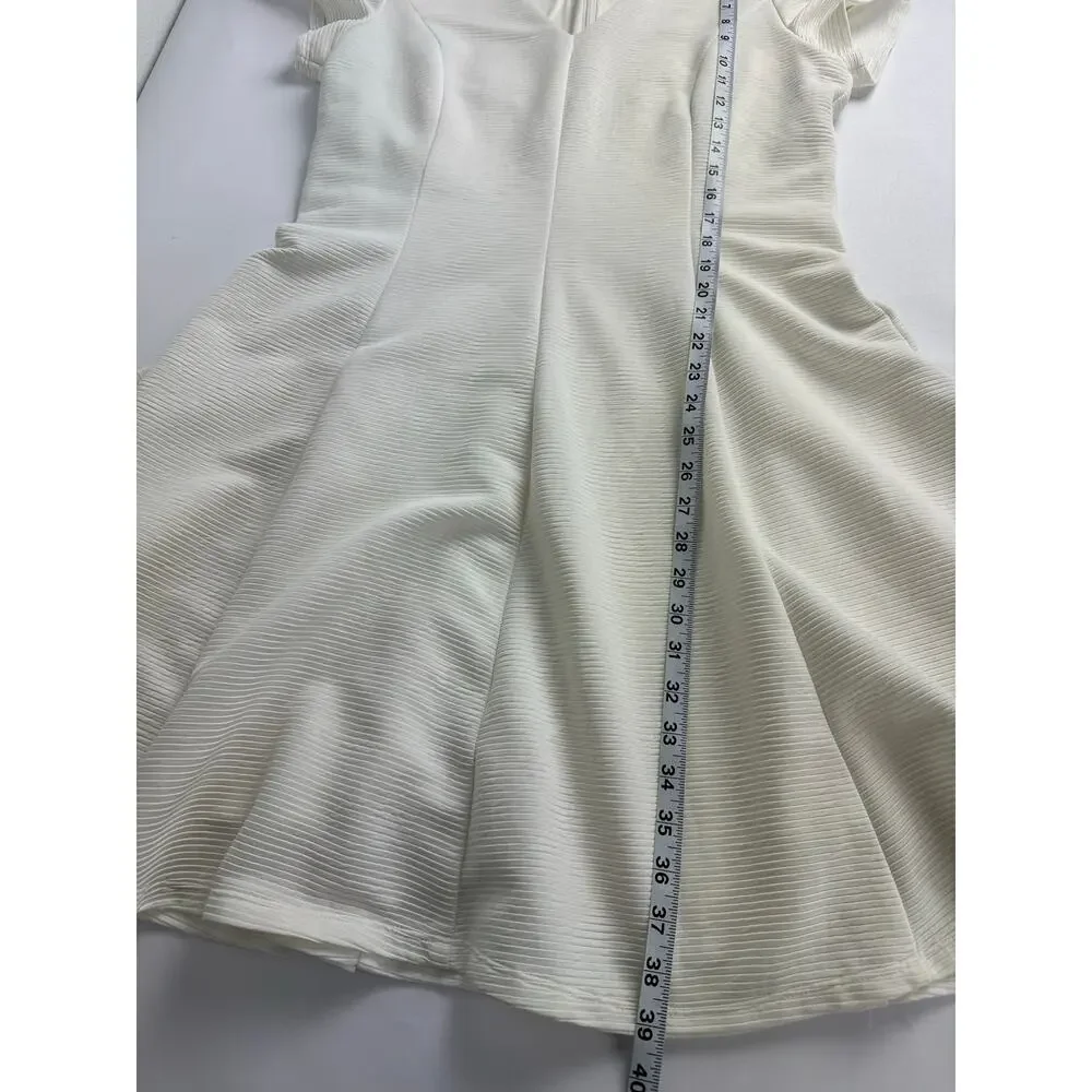 Hutch Anthropologie White Ribbed Fit & Flare Dress XL Clean Girl Minimalist - Picture 8 of 9